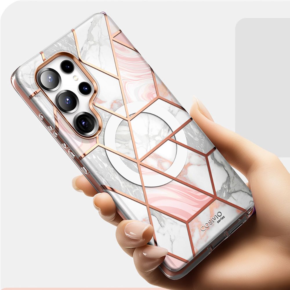 Handyhülle für Galaxy S25 Ultra, Supcase i-Blason Cosmo Mag SP für MagSafe, Marmor-Rosa