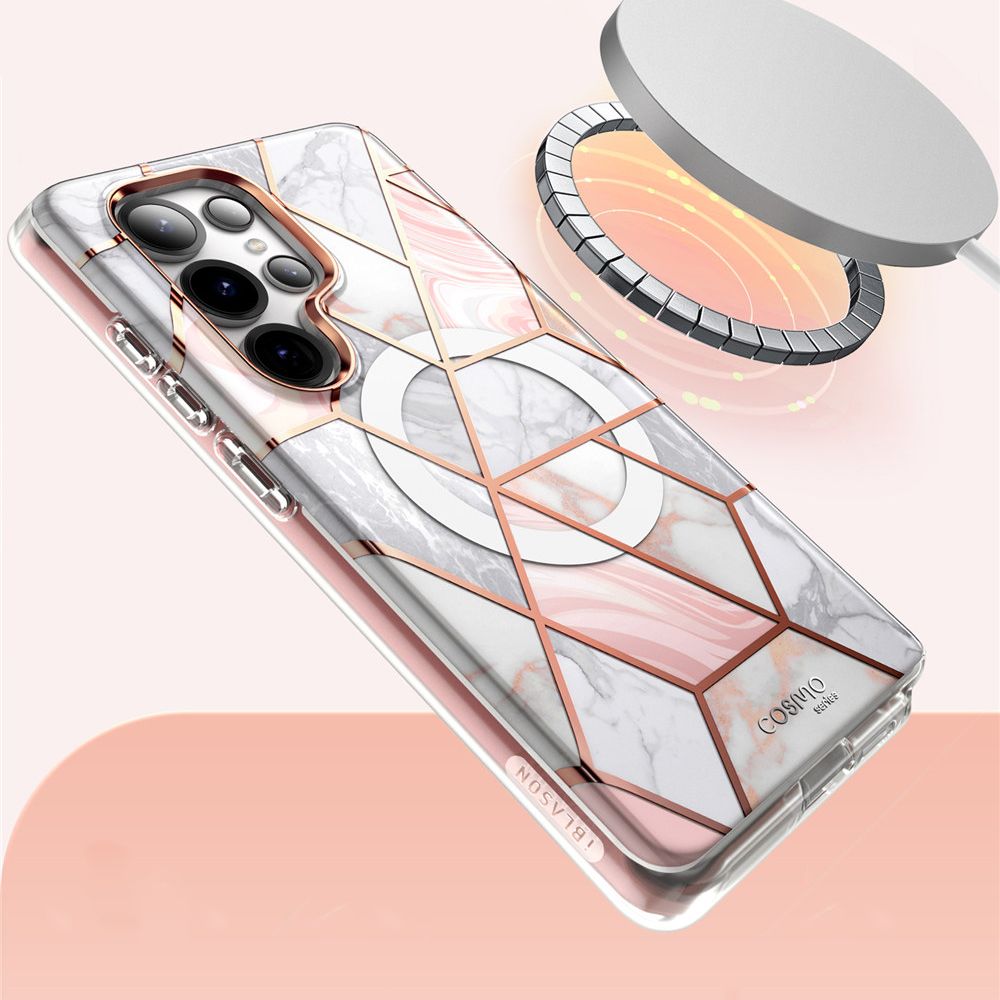 Handyhülle für Galaxy S25 Ultra, Supcase i-Blason Cosmo Mag SP für MagSafe, Marmor-Rosa