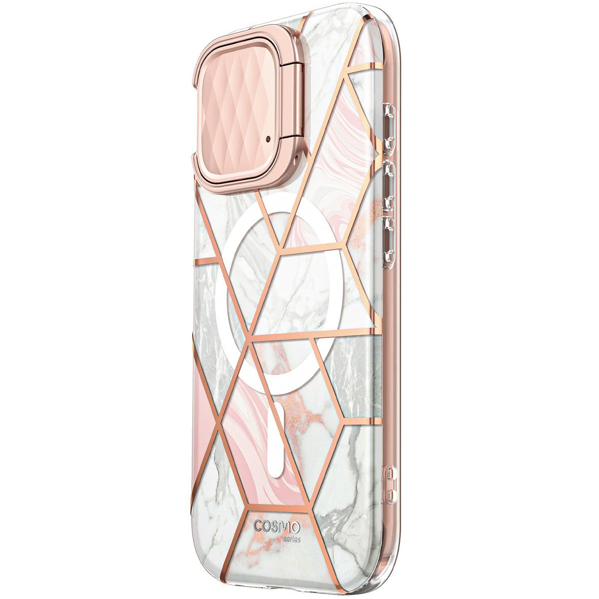 Schutzhülle Supcase i-Blason Cosmo Mag mit MagSafe SP Stand für iPhone 15 Pro, Marmor-Rosa