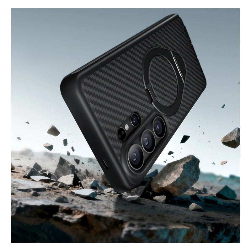 Handyhülle für Galaxy S26 Ultra, Supcase i-Blason Cosmo Mag RingStand Aramid SP mit MagSafe, Schwarz mit Kohlefaser