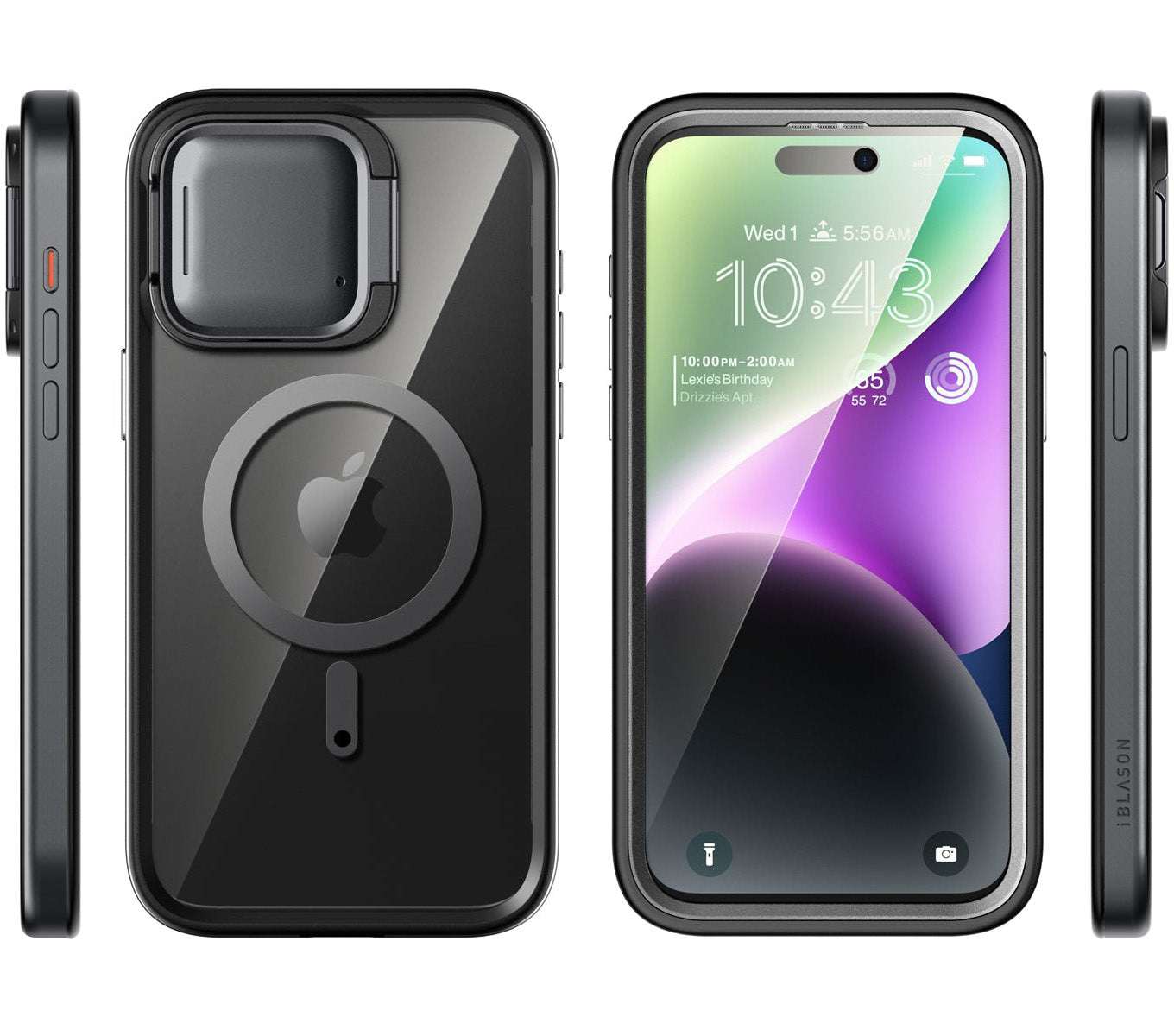 Schutzhülle für iPhone 15 Pro Max, Supcase i-Blason Shield Mag SP für MagSafe, Schwarz/Transparent