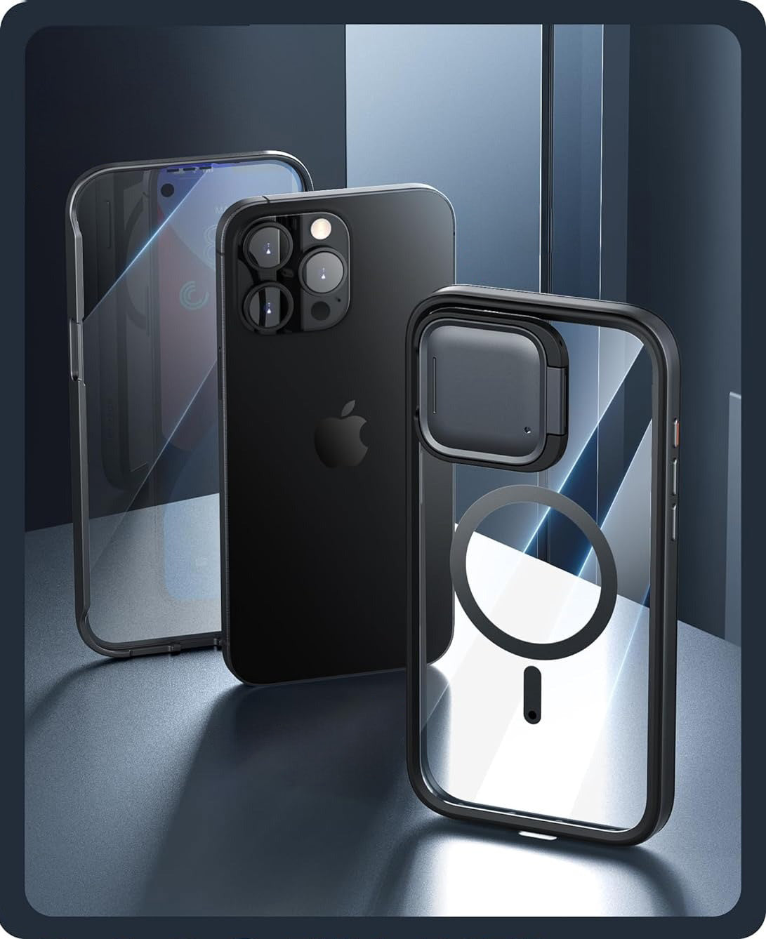 Schutzhülle für iPhone 15 Pro Max, Supcase i-Blason Shield Mag SP für MagSafe, Schwarz/Transparent