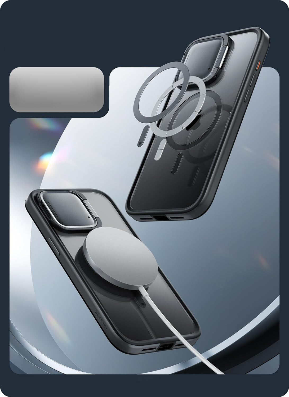 Schutzhülle für iPhone 15 Pro Max, Supcase i-Blason Shield Mag SP für MagSafe, Schwarz/Transparent