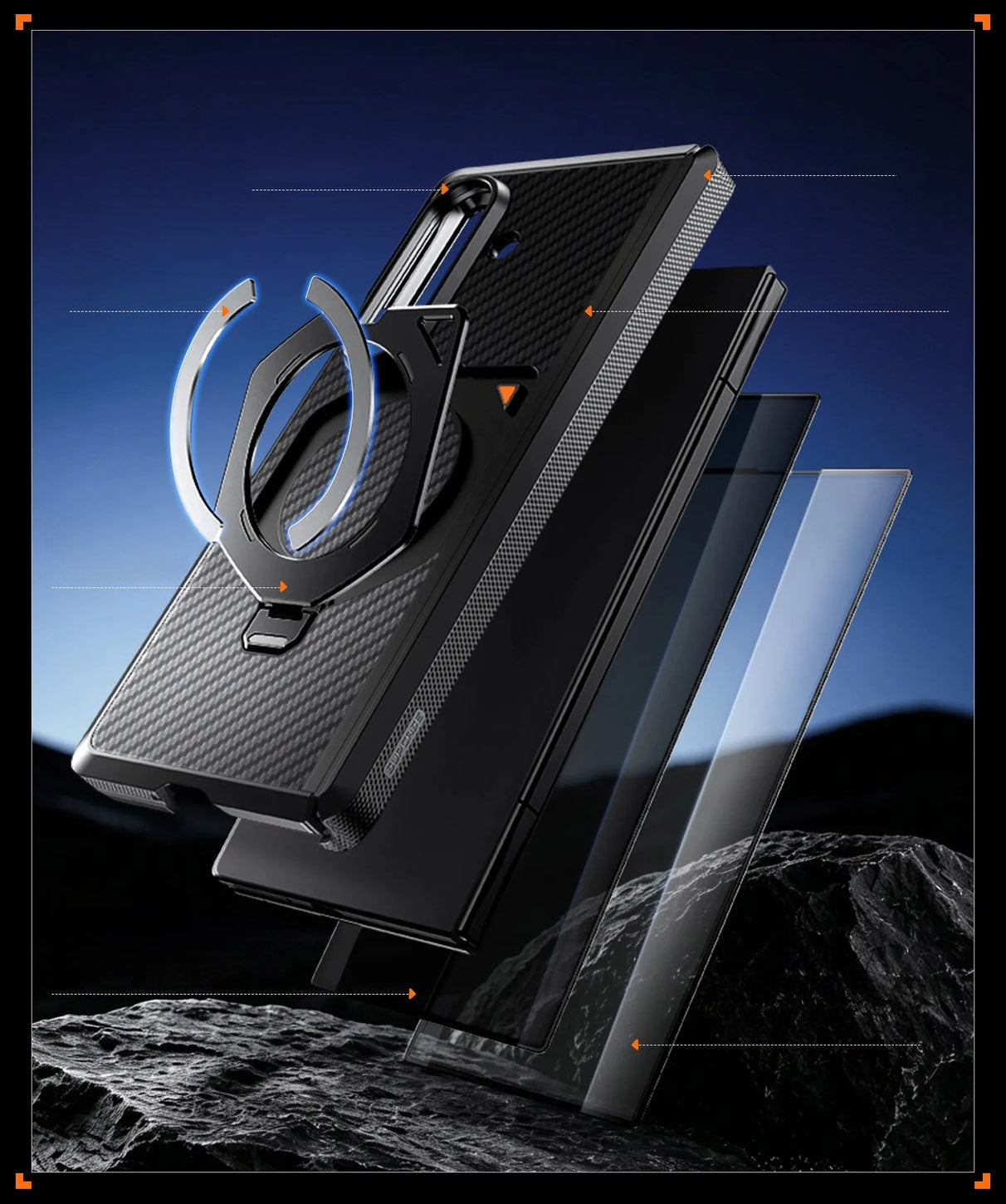Handyhülle + 9H Glas + Sichtschutzglas für Galaxy Z Fold8 Ultra / Fold7, Supcase UB Aero mit MagSafe, Schwarz