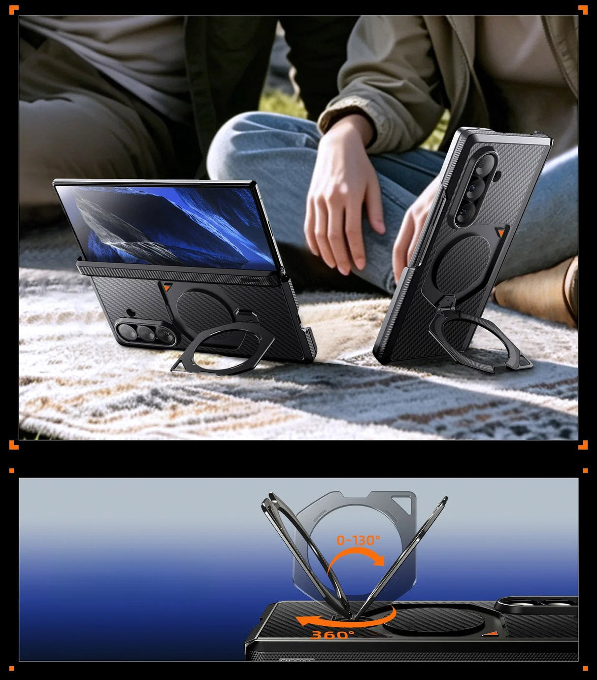 Handyhülle + 9H Glas + Sichtschutzglas für Galaxy Z Fold8 Ultra / Fold7, Supcase UB Aero mit MagSafe, Schwarz