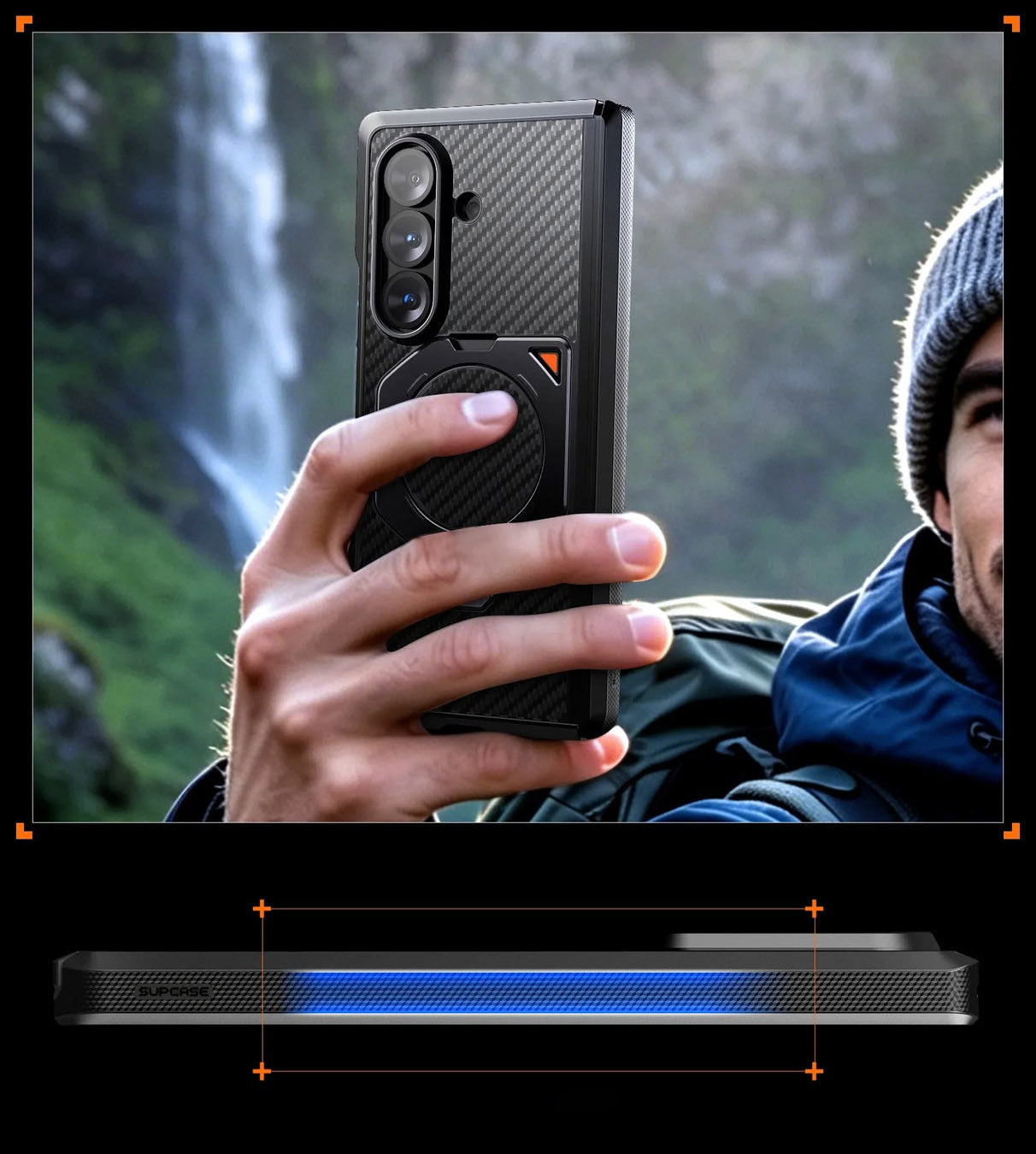 Handyhülle + 9H Glas + Sichtschutzglas für Galaxy Z Fold8 Ultra / Fold7, Supcase UB Aero mit MagSafe, Schwarz