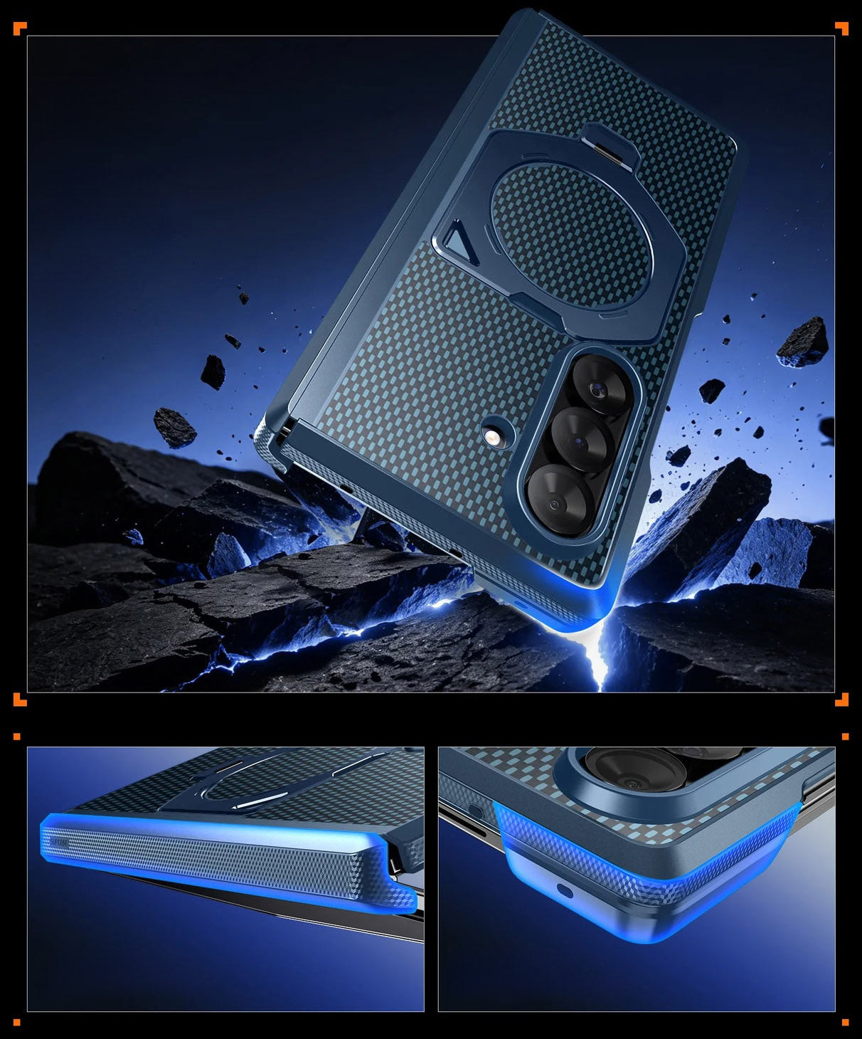 Handyhülle + 9H Glas + Sichtschutzglas für Galaxy Z Fold8 Ultra / Fold7, Supcase UB Aero mit MagSafe, Blau