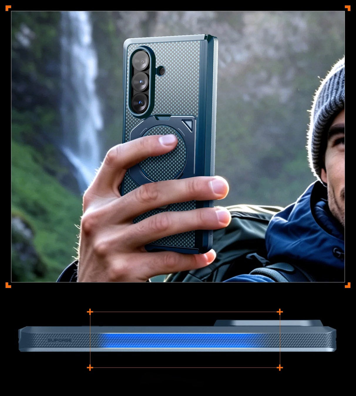 Handyhülle + 9H Glas + Sichtschutzglas für Galaxy Z Fold8 Ultra / Fold7, Supcase UB Aero mit MagSafe, Blau