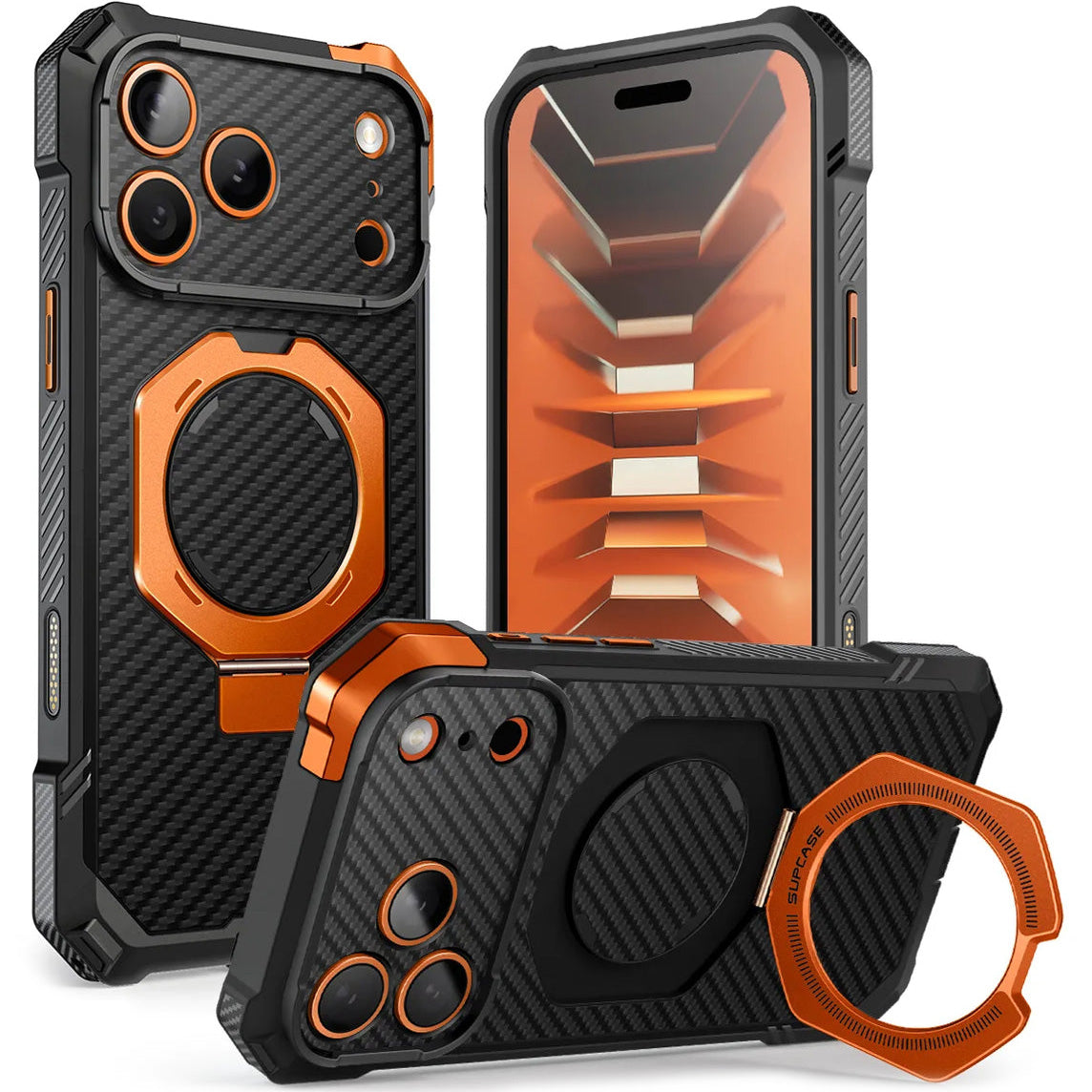 Handyhülle für iPhone 18 Pro Max / 17 Pro Max, Supcase UB Grip Mag (CC) mit MagSafe, Schwarz-Orange (1/11)