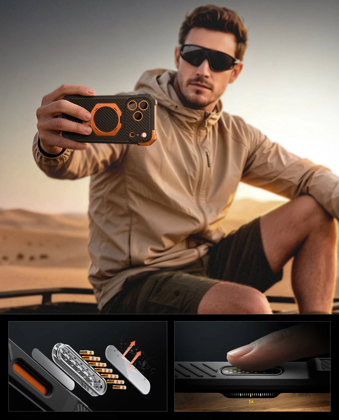 Handyhülle für iPhone 18 Pro Max / 17 Pro Max, Supcase UB Grip Mag (CC) mit MagSafe, Schwarz-Orange (4/11)