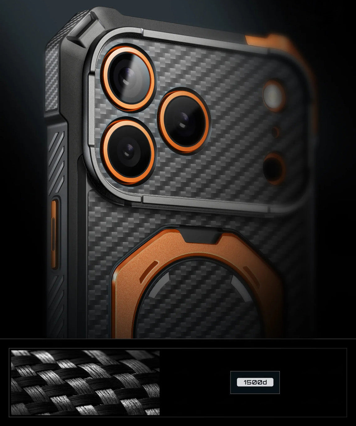 Handyhülle für iPhone 18 Pro Max / 17 Pro Max, Supcase UB Grip Mag (CC) mit MagSafe, Schwarz-Orange (7/11)