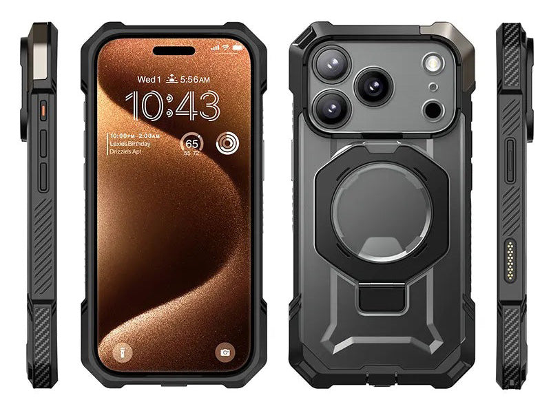Handyhülle für iPhone 17 Pro, Supcase UB Grip Mag mit MagSafe (CC), Schwarz-Transparent