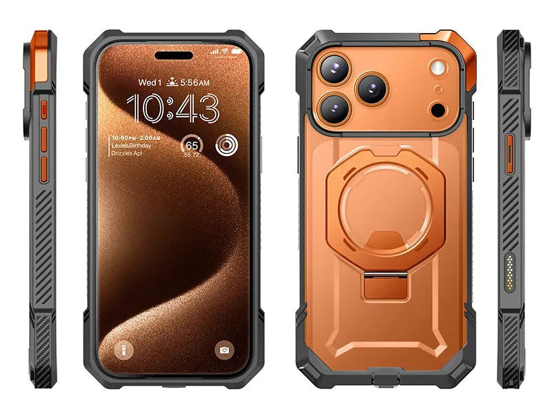 Handyhülle für iPhone 17 Pro, Supcase UB Grip Mag mit MagSafe (CC), Grau-Transparent-Orange