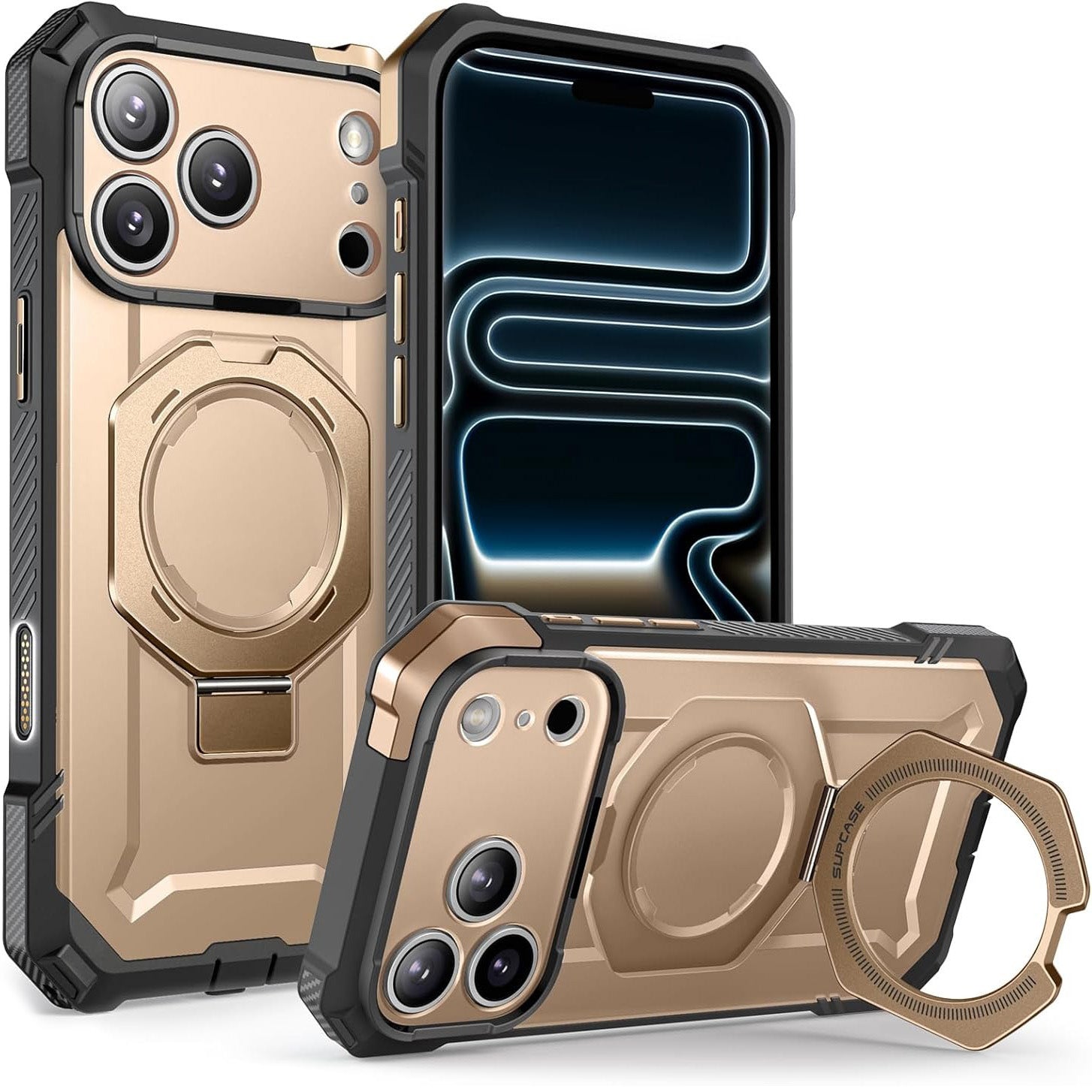 Handyhülle für iPhone 17 Pro, Supcase UB Grip Mag mit MagSafe (CC), Grau-Golden