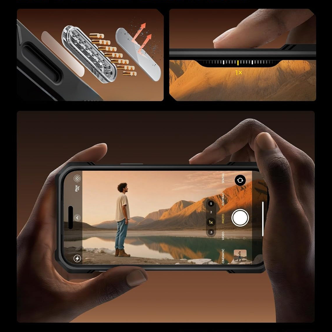 Handyhülle für iPhone 17 Pro Max, Supcase UB Grip Mag mit MagSafe (CC), Schwarz-Transparent
