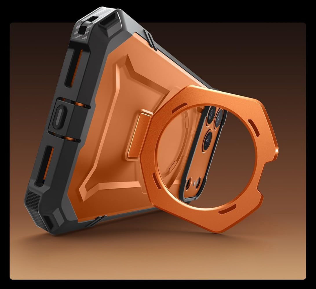 Handyhülle für iPhone 17 Pro Max, Supcase UB Grip Mag mit MagSafe (CC), Grau-Transparent-Orange