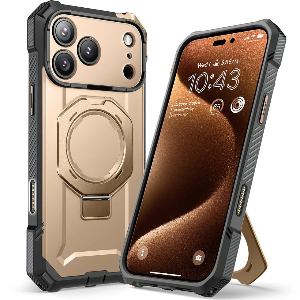 Handyhülle für iPhone 17 Pro Max, Supcase UB Grip Mag mit MagSafe (CC), Grau-Golden