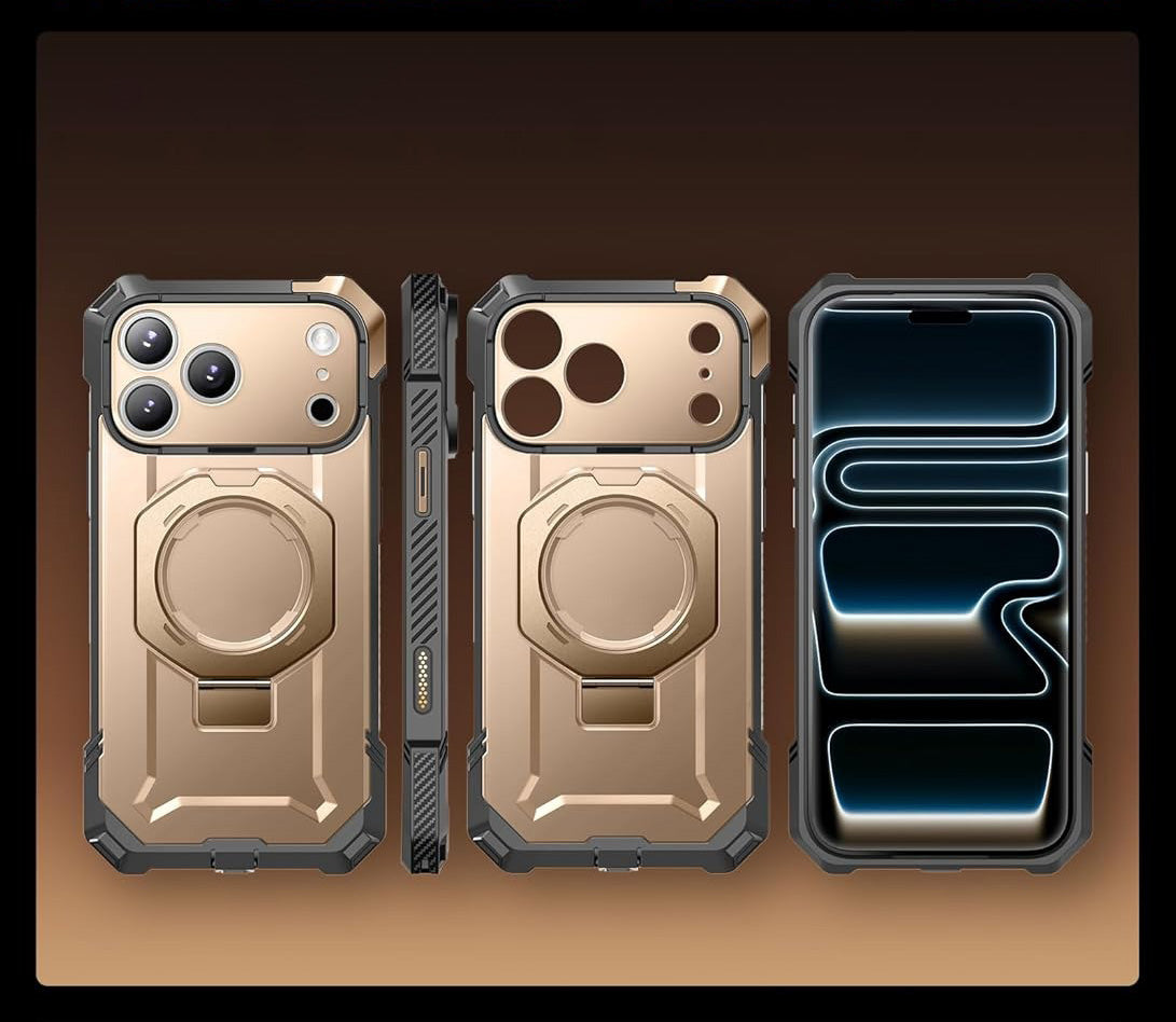 Handyhülle für iPhone 17 Pro Max, Supcase UB Grip Mag mit MagSafe (CC), Grau-Golden