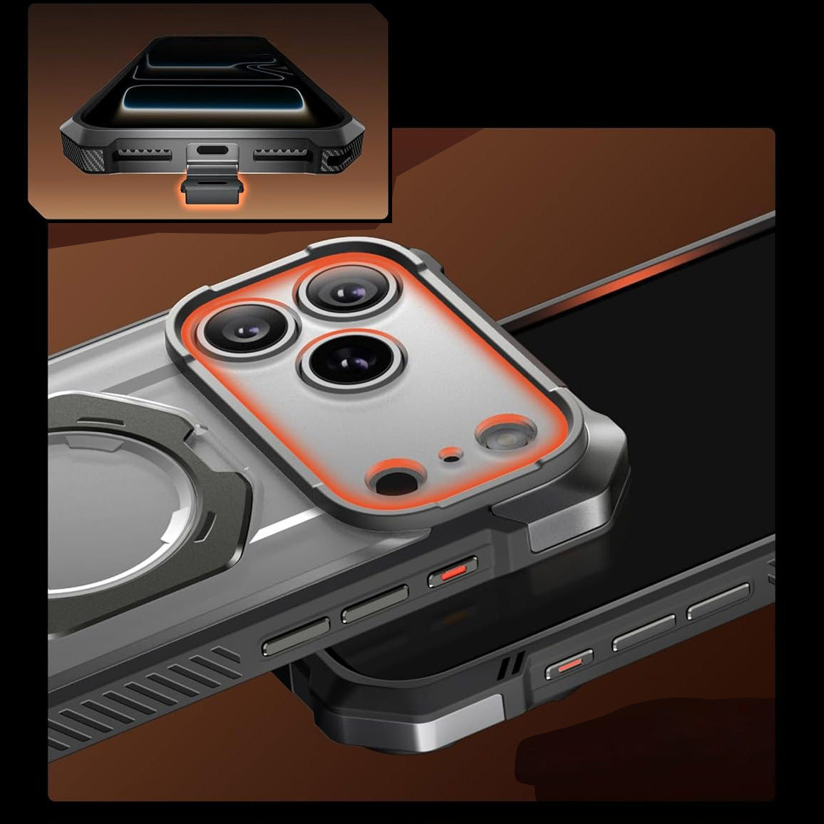 Handyhülle für iPhone 17 Pro Max, Supcase UB Grip Mag mit MagSafe (CC), Grau-Transparent
