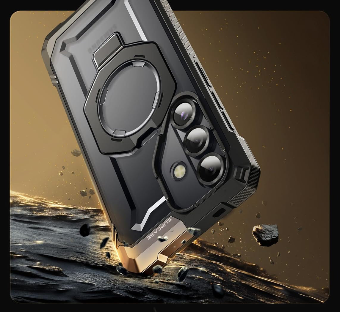 Handyhülle für Galaxy S25 FE, Supcase UB Grip Mag mit MagSafe, Schwarz-Transparent