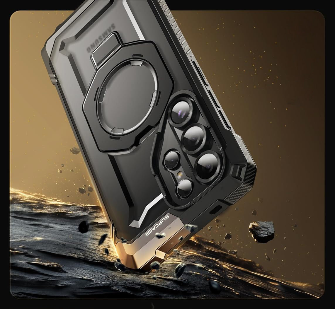 Handyhülle für Galaxy S25 Ultra, Supcase UB Grip Mag mit MagSafe, Schwarz-Transparent