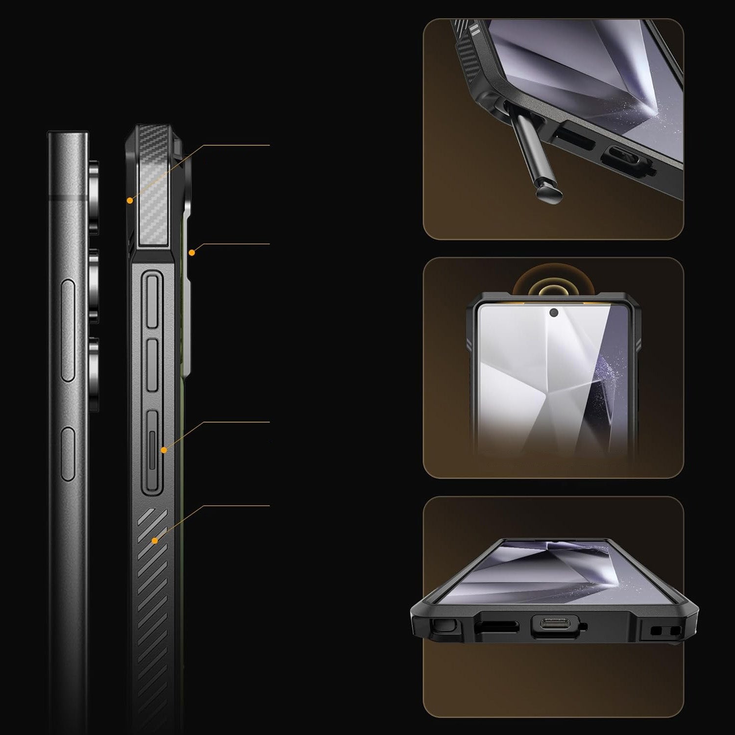 Handyhülle für Galaxy S25 Ultra, Supcase UB Grip Mag mit MagSafe, Schwarz-Transparent