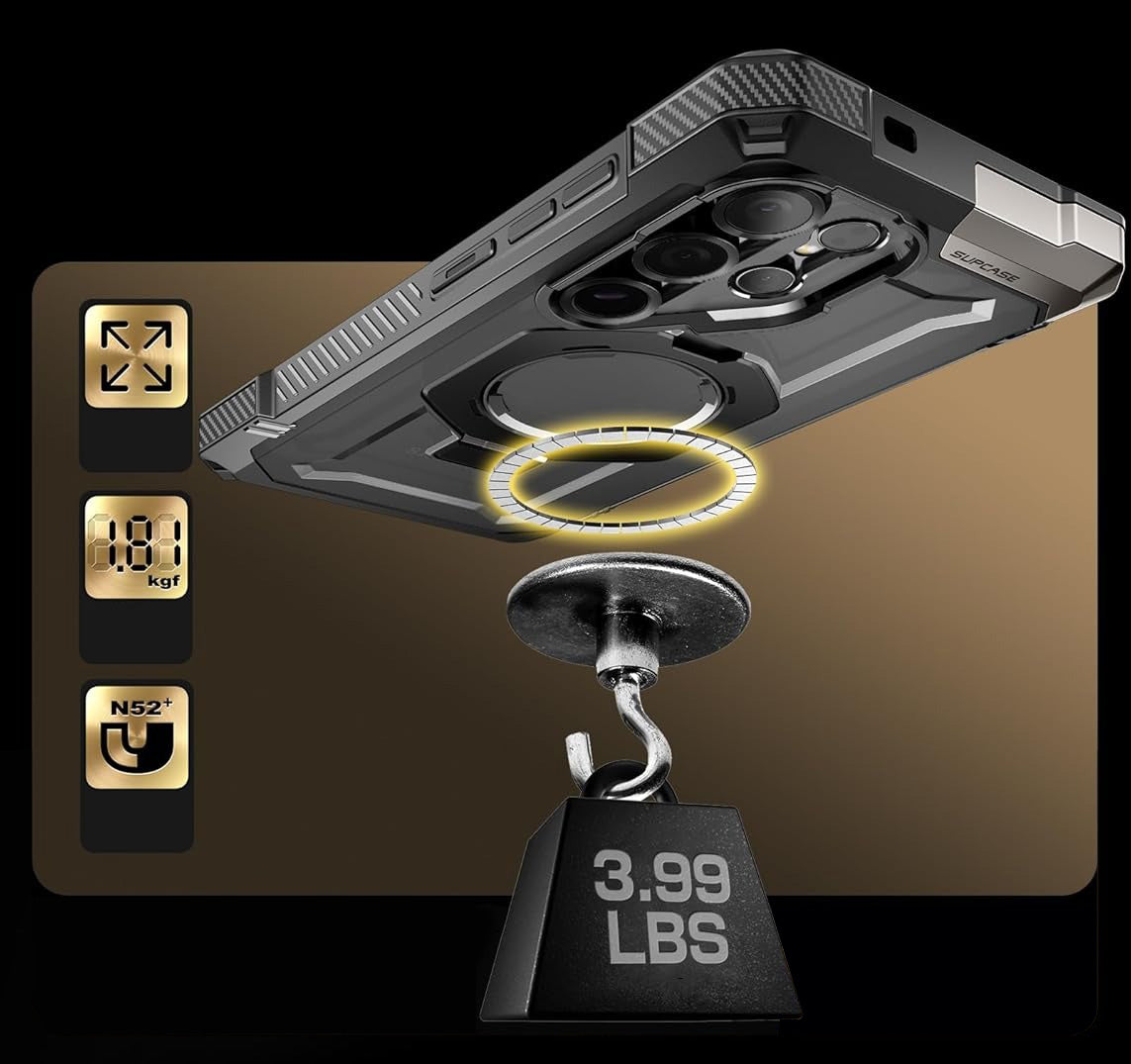 Handyhülle für Galaxy S25 Ultra, Supcase UB Grip Mag mit MagSafe, Schwarz-Transparent