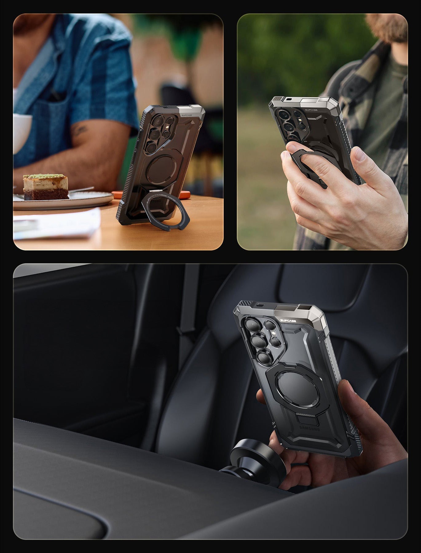 Handyhülle für Galaxy S25 Ultra, Supcase UB Grip Mag mit MagSafe, Schwarz-Transparent
