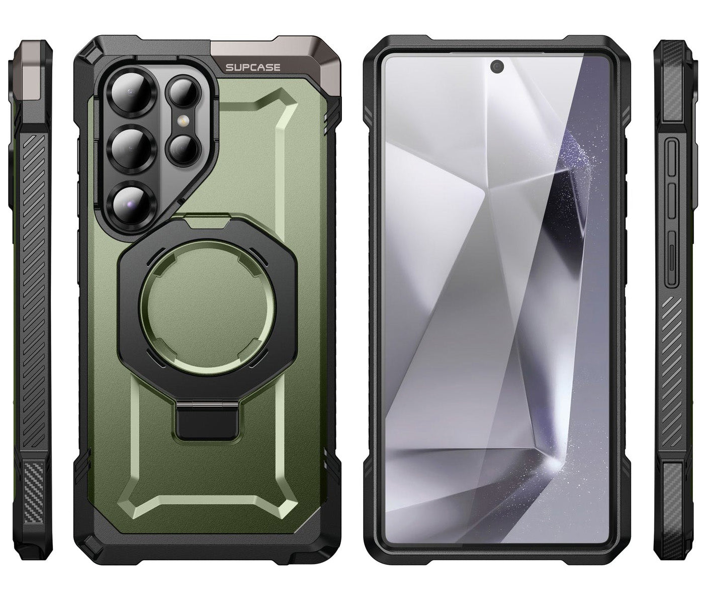 Handyhülle für Galaxy S25 Ultra, Supcase UB Grip Mag mit MagSafe, Schwarz-Grün