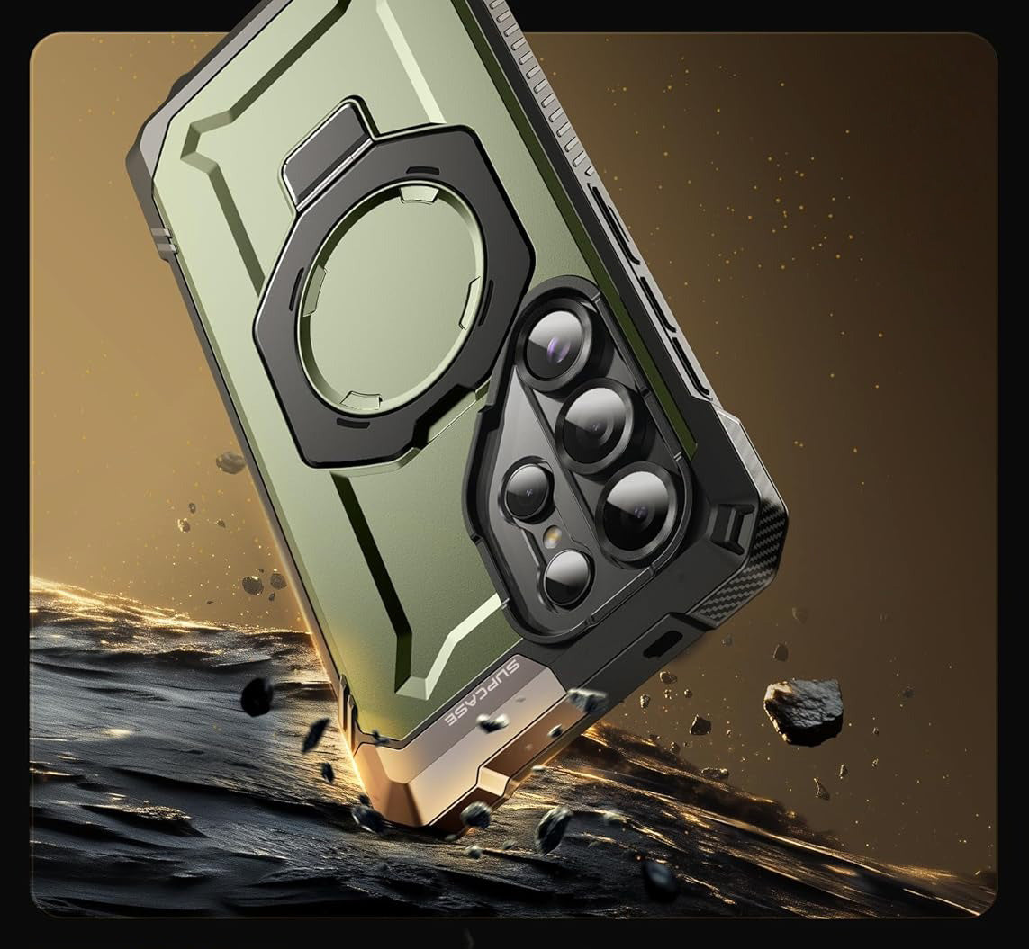 Handyhülle für Galaxy S25 Ultra, Supcase UB Grip Mag mit MagSafe, Schwarz-Grün