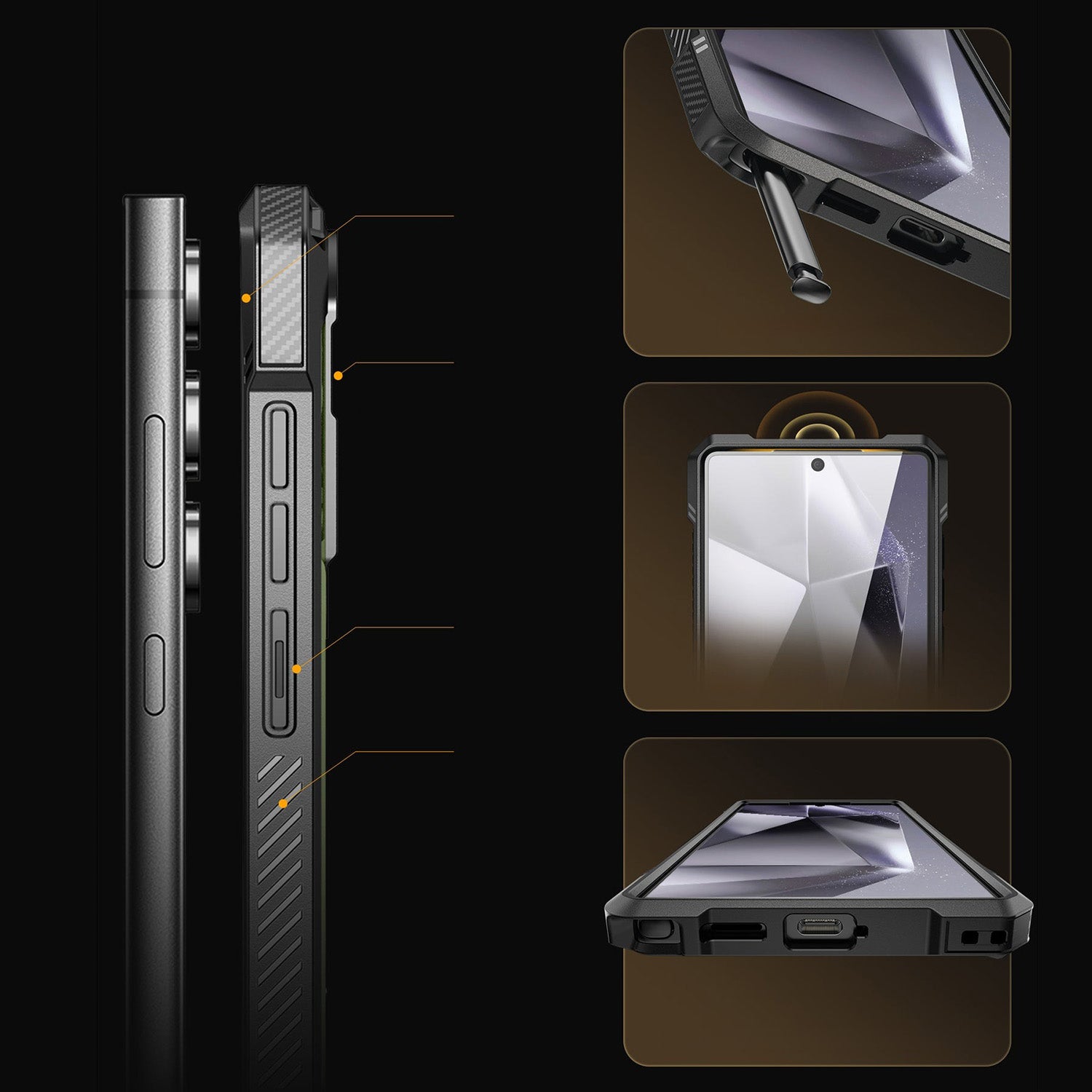 Handyhülle für Galaxy S25 Ultra, Supcase UB Grip Mag mit MagSafe, Schwarz-Grün