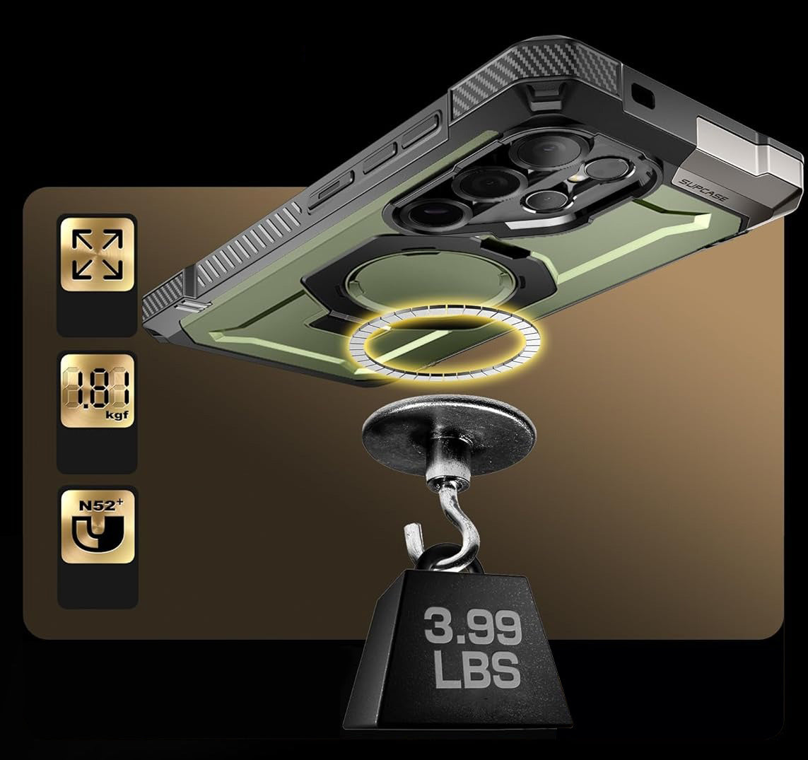 Handyhülle für Galaxy S25 Ultra, Supcase UB Grip Mag mit MagSafe, Schwarz-Grün