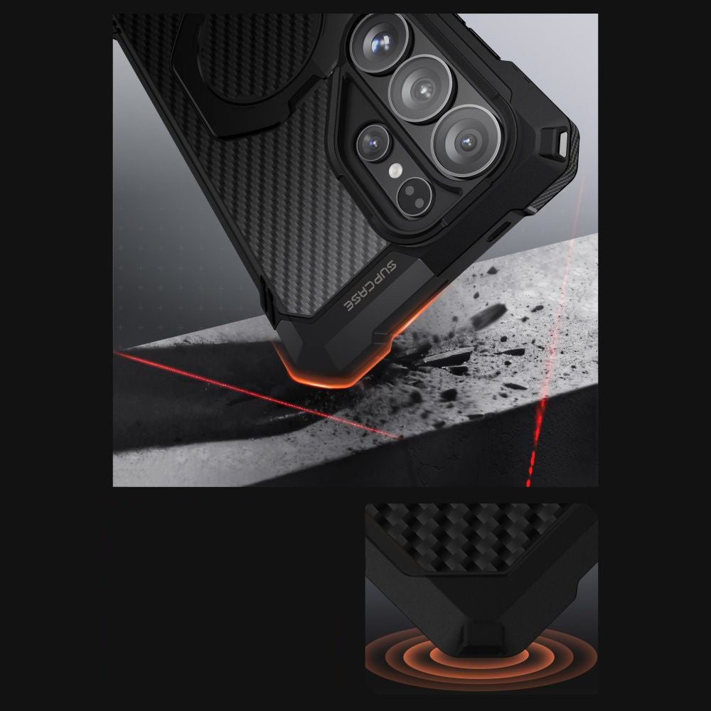 Handyhülle für Galaxy S26 Ultra, Supcase UB Grip Mag Aramid mit MagSafe, Schwarz mit Kohlefaser