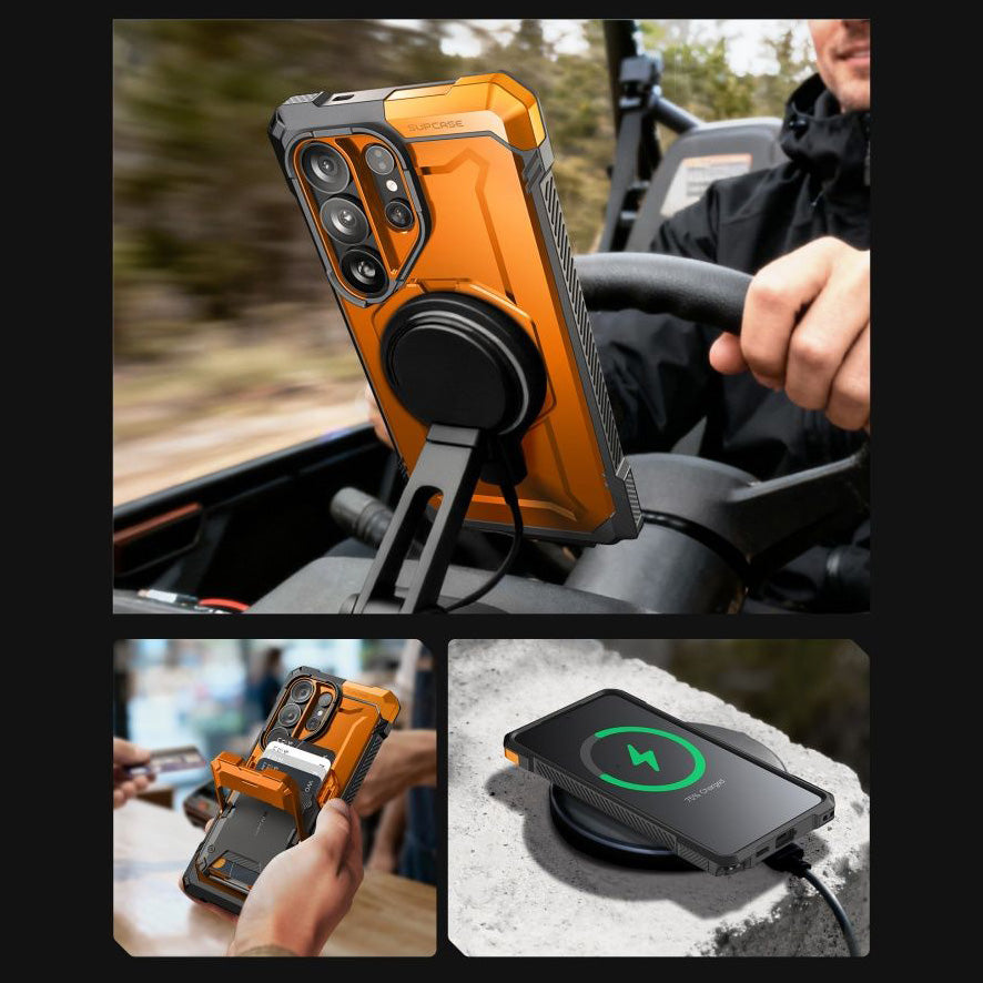 Handyhülle für Galaxy S26 Ultra, Supcase UB Grip Mag mit MagSafe, Orange-Grau