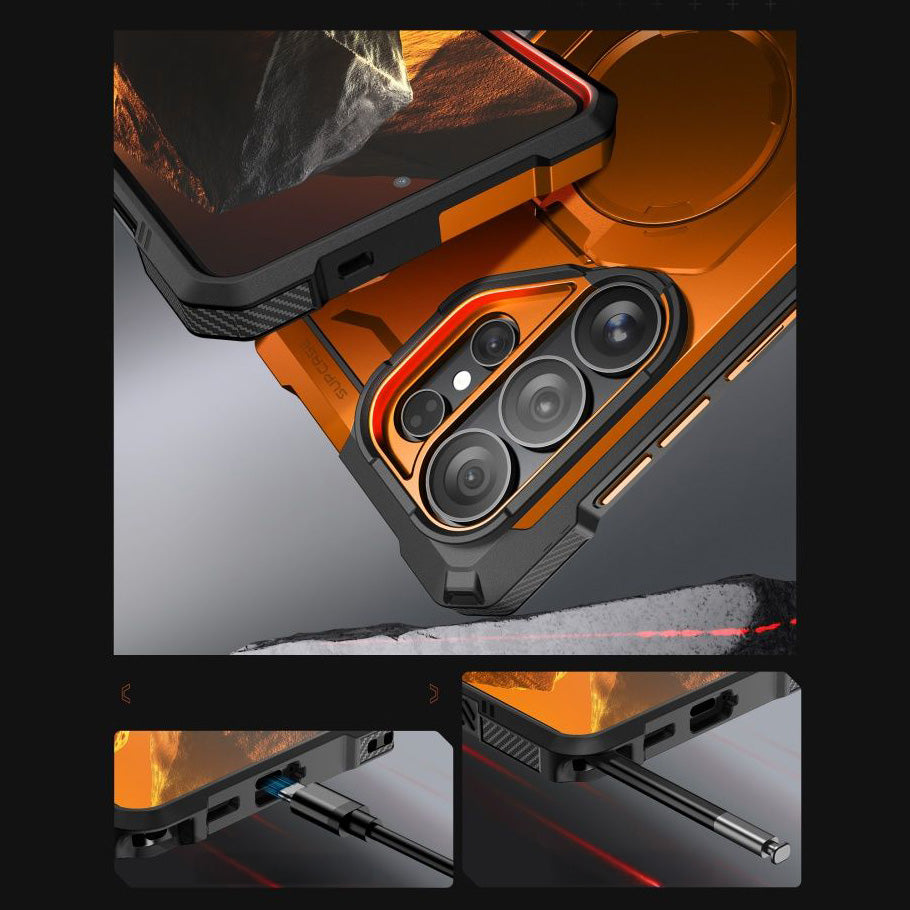 Handyhülle für Galaxy S26 Ultra, Supcase UB Grip Mag mit MagSafe, Orange-Grau