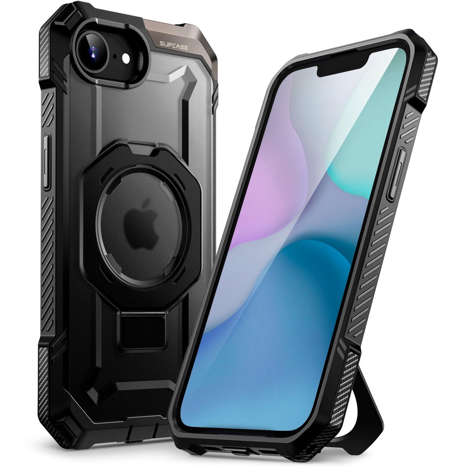 Handyhülle für iPhone 17e / 16e, Supcase UB Grip Mag mit MagSafe, Schwarz-Transparent