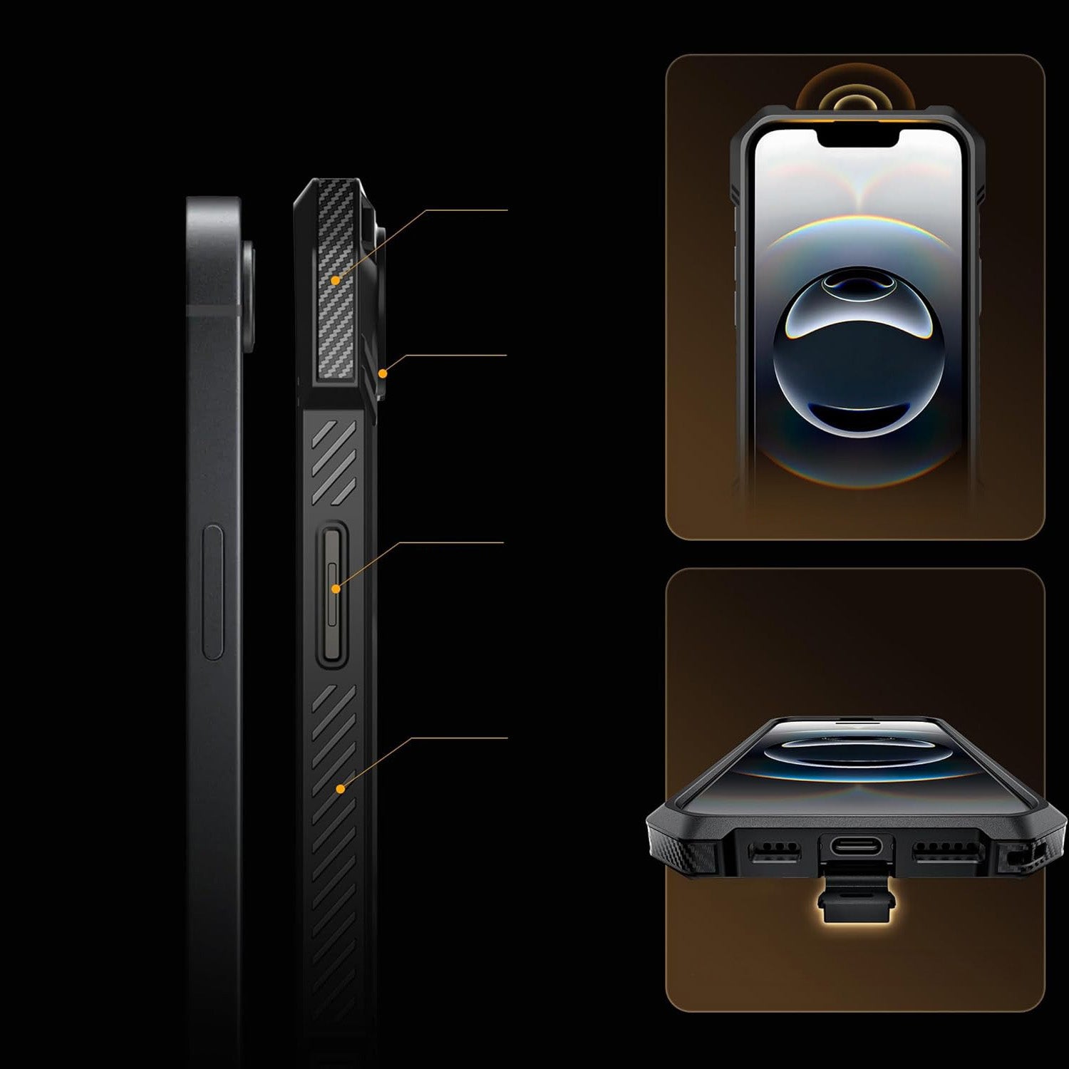 Handyhülle für iPhone 17e / 16e, Supcase UB Grip Mag mit MagSafe, Schwarz-Transparent