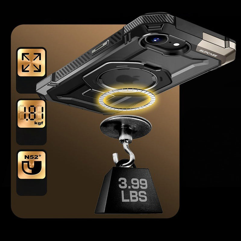 Handyhülle für iPhone 17e / 16e, Supcase UB Grip Mag mit MagSafe, Schwarz-Transparent