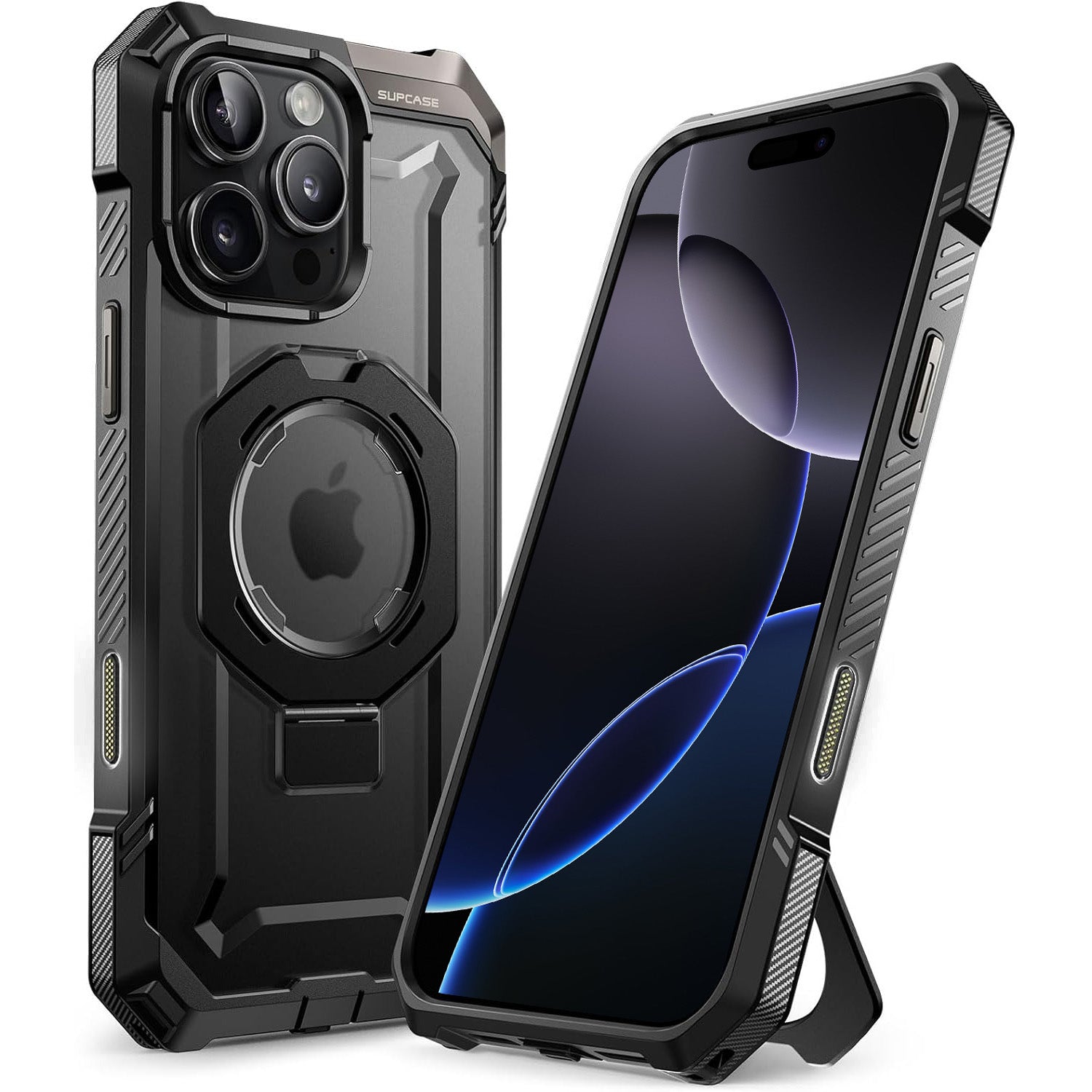 Handyhülle für iPhone 16 Pro, Supcase UB Grip Mag mit MagSafe (CC), Schwarz-Transparent