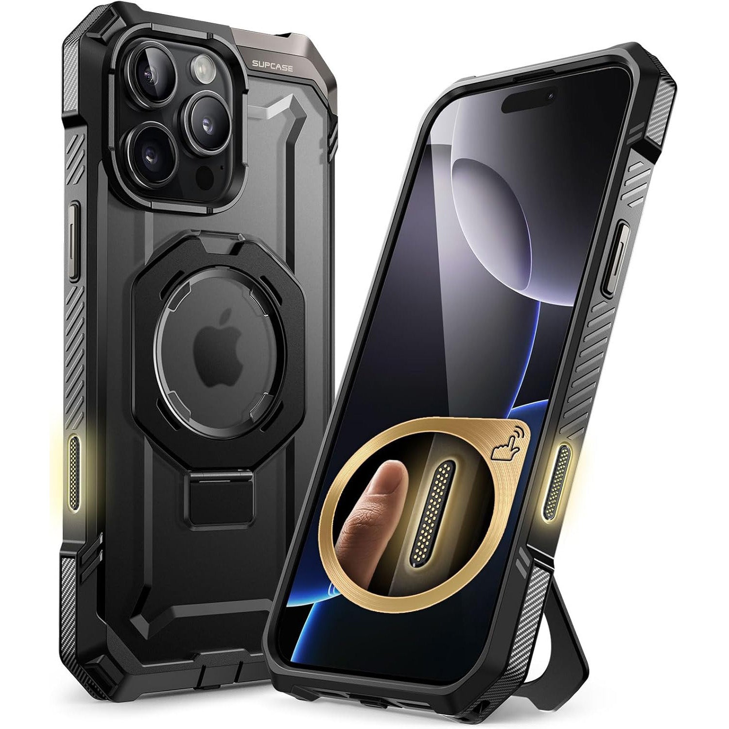 Handyhülle für iPhone 16 Pro Max, Supcase UB Grip Mag mit MagSafe (CC), Schwarz-Transparent
