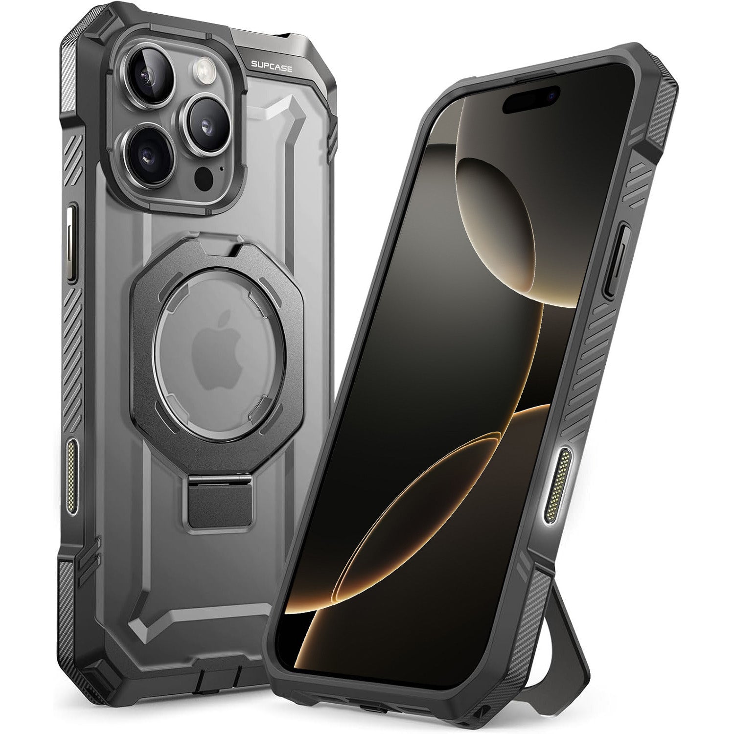 Handyhülle für iPhone 16 Pro Max, Supcase UB Grip Mag mit MagSafe (CC), Grau-Transparent