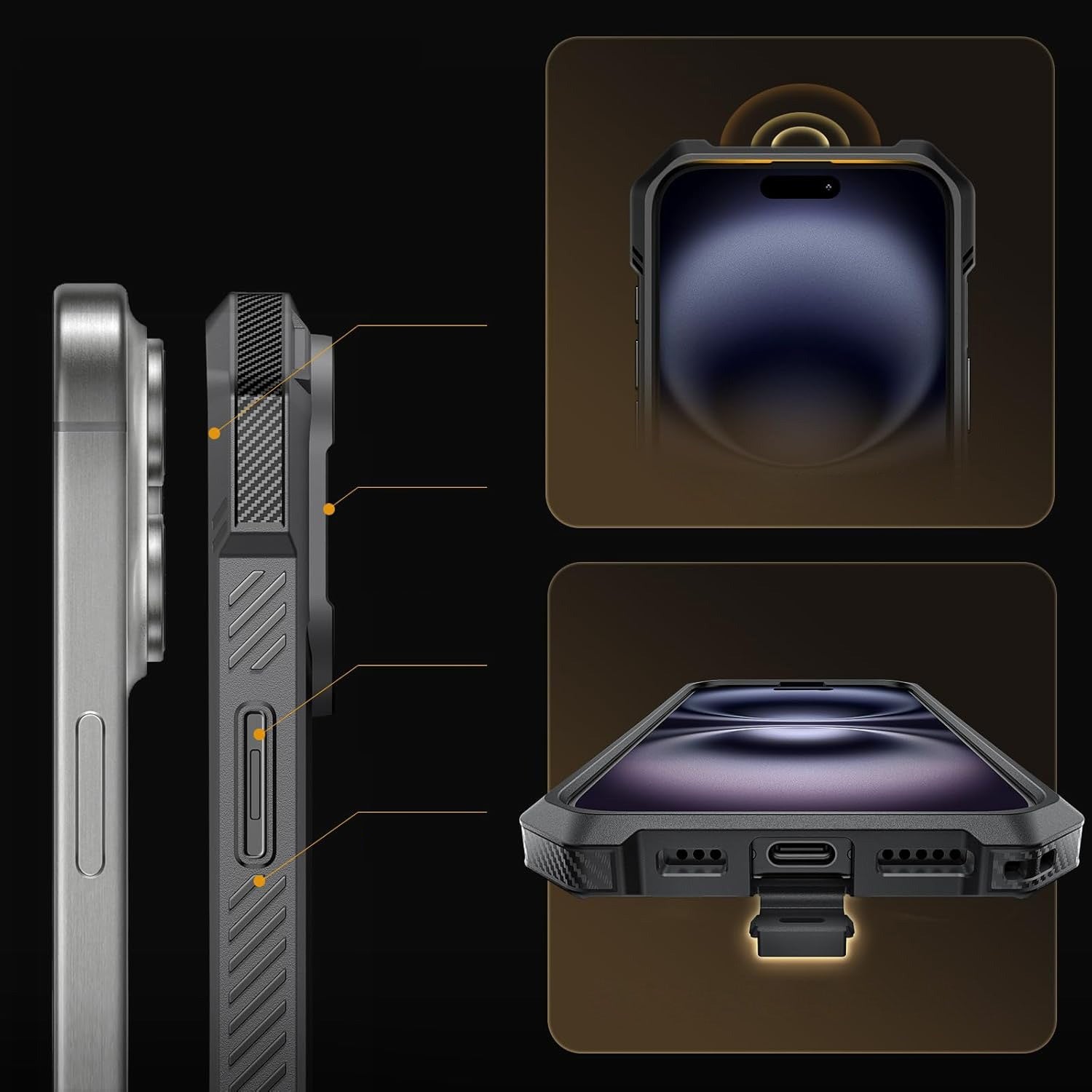 Handyhülle für iPhone 16 Pro Max, Supcase UB Grip Mag mit MagSafe (CC), Grau-Transparent