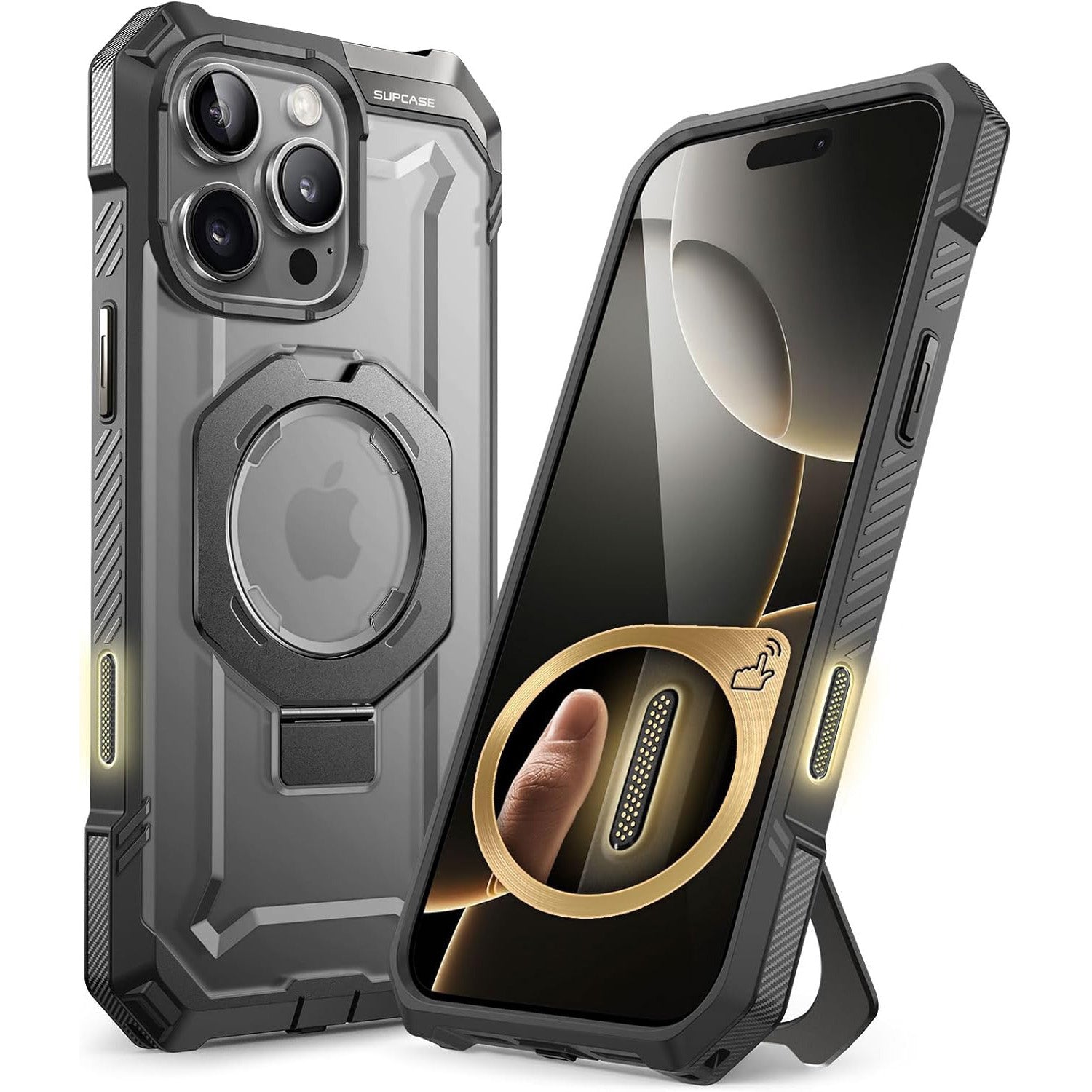 Handyhülle für iPhone 16 Pro Max, Supcase UB Grip Mag mit MagSafe (CC), Grau-Transparent
