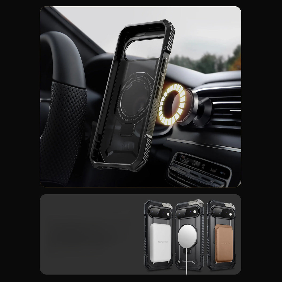 Handyhülle für Google Pixel 11 Pro XL, Supcase UB Grip Mag mit MagSafe, Transparent und Schwarz (4/10)