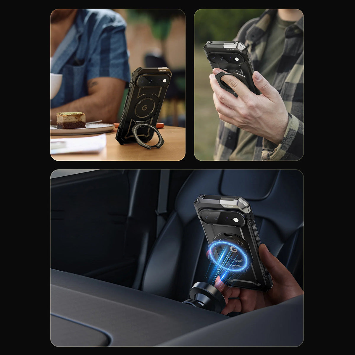 Handyhülle für Google Pixel 11 Pro XL, Supcase UB Grip Mag mit MagSafe, Transparent und Schwarz (6/10)