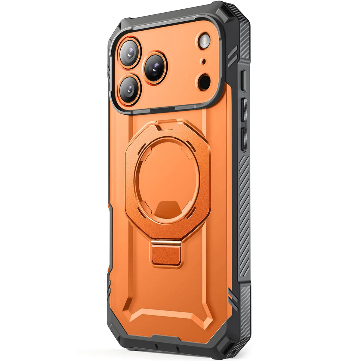 Handyhülle + Glas 9H für iPhone 18 Pro / 17 Pro, Supcase UB Grip Pro Mag SPG (CC) mit MagSafe, Grau-Transparent-Orange (10/12)