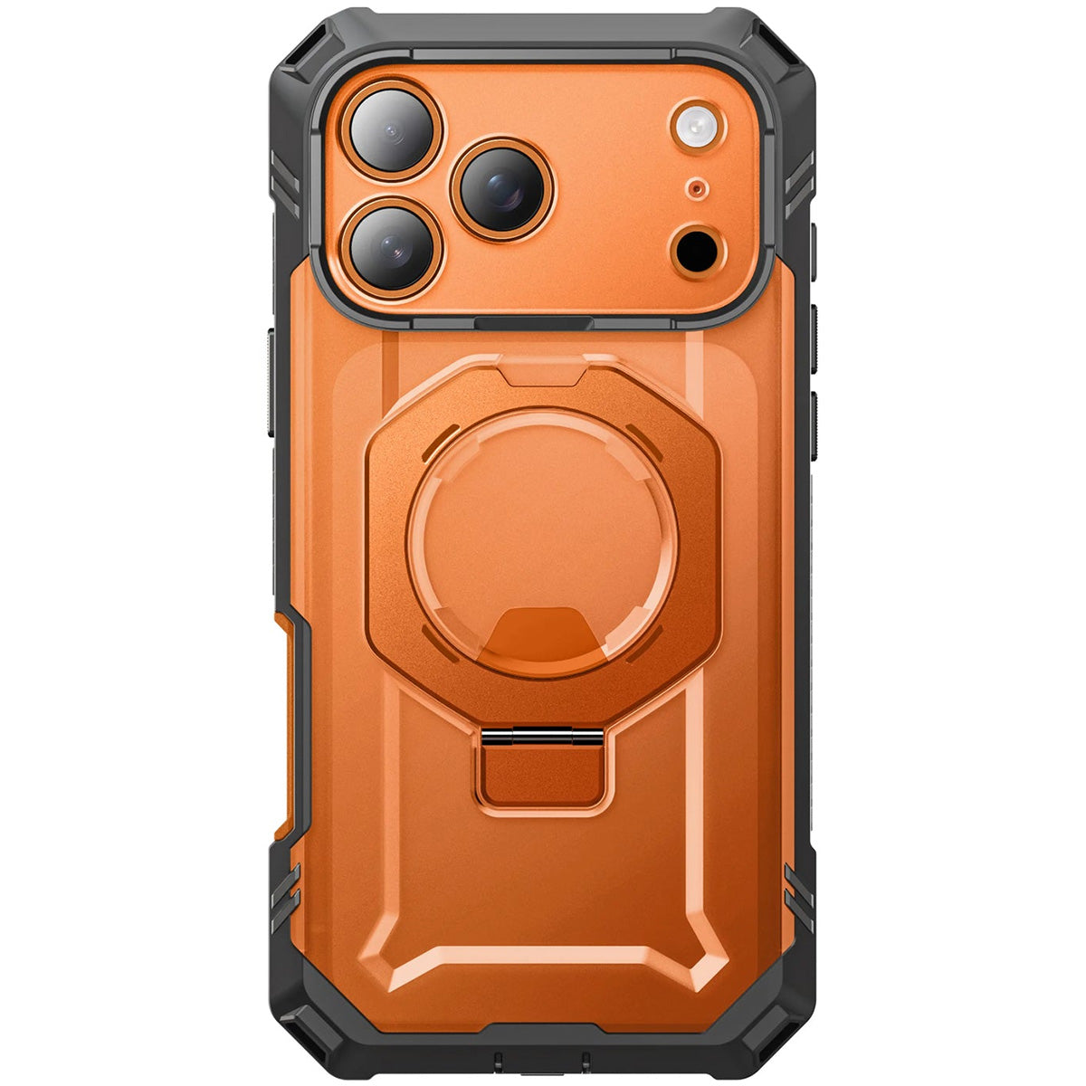 Handyhülle + Glas 9H für iPhone 18 Pro / 17 Pro, Supcase UB Grip Pro Mag SPG (CC) mit MagSafe, Grau-Transparent-Orange (11/12)