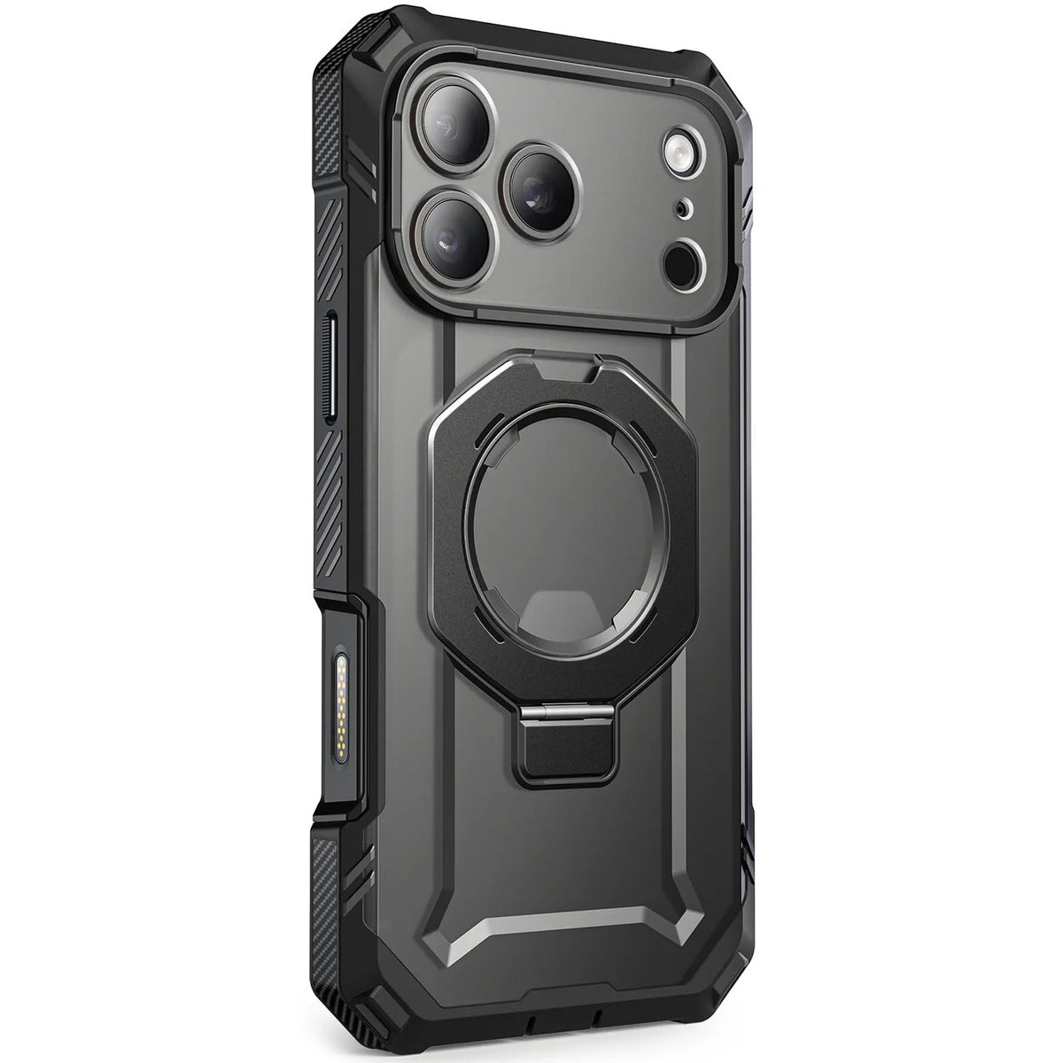 Handyhülle + Glas 9H für iPhone 18 Pro Max / 17 Pro Max, Supcase UB Grip Pro Mag SPG (CC) mit MagSafe, Transparent-Schwarz (12/12)