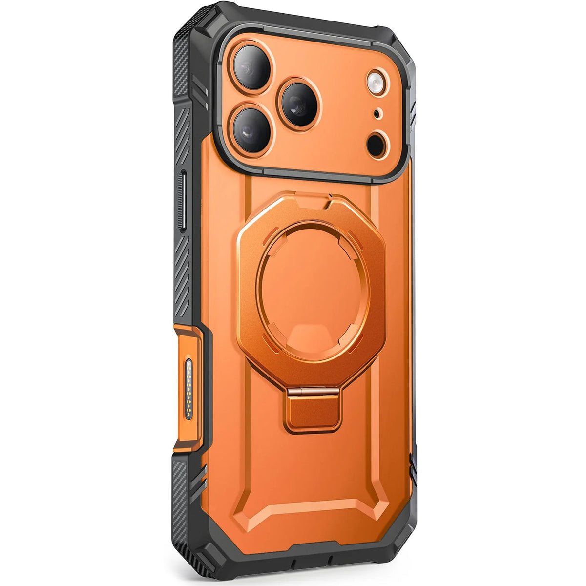 Handyhülle + Glas 9H für iPhone 18 Pro Max / 17 Pro Max, Supcase UB Grip Pro Mag SPG (CC) mit MagSafe, Grau-Transparent-Orange (12/12)