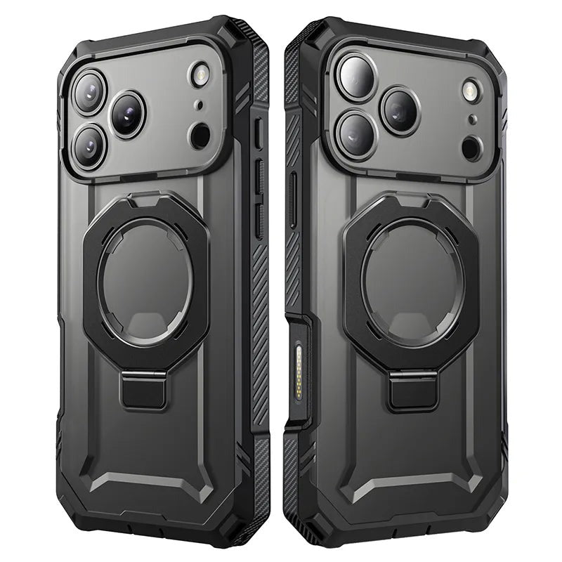 Handyhülle + Glas 9H für iPhone 17 Pro, Supcase UB Grip Pro Mag SPG (CC) mit MagSafe, Schwarz-Transparent